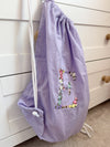 Personalised Floral Initial Drawstring Bag